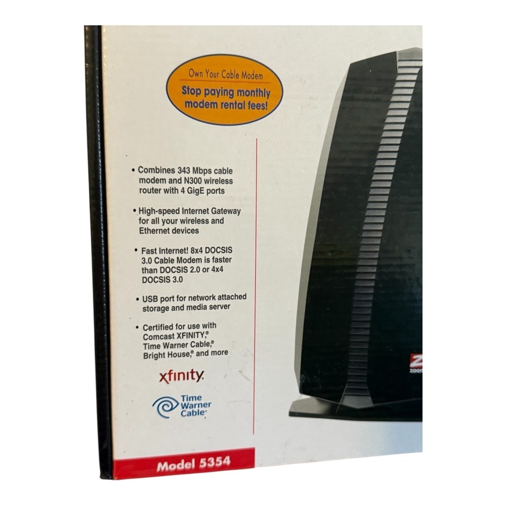 Zoom Cable Modem Router N-DOCSIS 3.0 Model 5354 Wireless - Picture 5 of 13